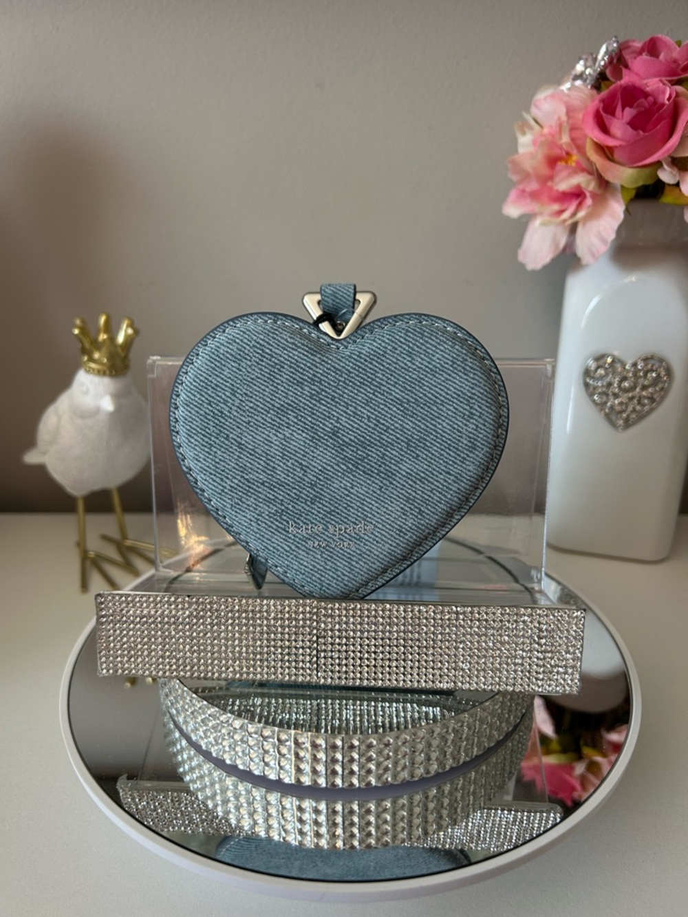 NWT! kate spade Light Blue Heart Key & Coin Pouch Keychain